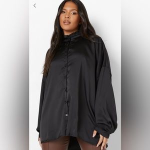 Oversized satin shirt from Boohoo